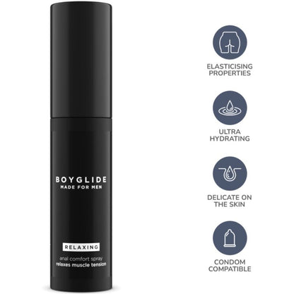 Spray rilassante anale INTIMATELINE BOYGLIDE da 20 ml, bottiglia con spray per uso intimo e comfort.