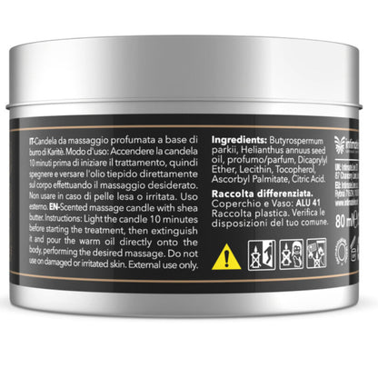 Candela da massaggio al cioccolato INTIMATELINE LUXURIA con crema morbida e aromatica, perfetta per il relax e il benessere.