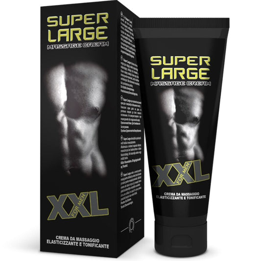 Crema volumizzante per il pene Super Large XXL di INTIMATELINE, bottiglia da 75 ml, con confezione e etichetta visibile.