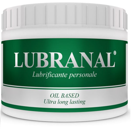 Crema lubrificante anale INTIMATELINE Lubranal Lubrifist, crema a base di olio da 150 ml, tubo con etichetta bianca e blu.