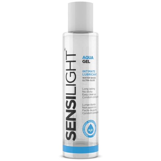Lubrificante sensilight a base acqua Aquagel di Intimateline, flacone da 150 ml, ideale per uso intimo.