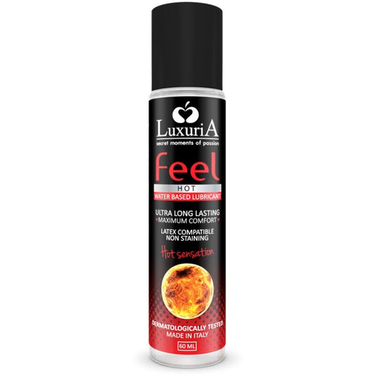 Lubrificante a base acqua INTIMATELINE LUXURIA Feel Hot Sensation, bottiglia da 60 ml, gel intimo per sensazioni calde e confortevoli.