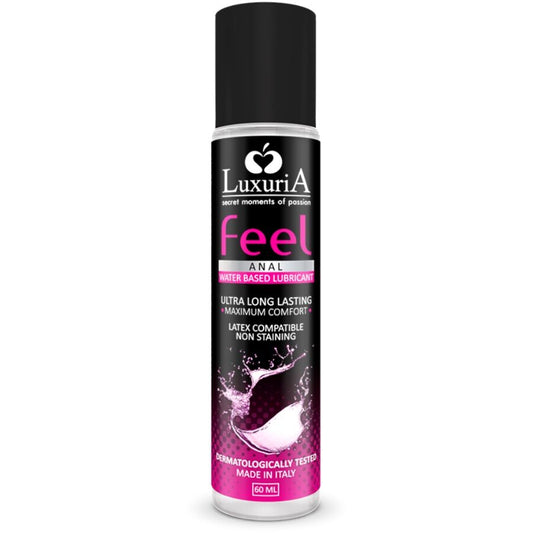 Lubrificante anale a base acqua INTIMATELINE LUXURIA FEEL, 60 ml, crema idratante per uso intimo e comfort.