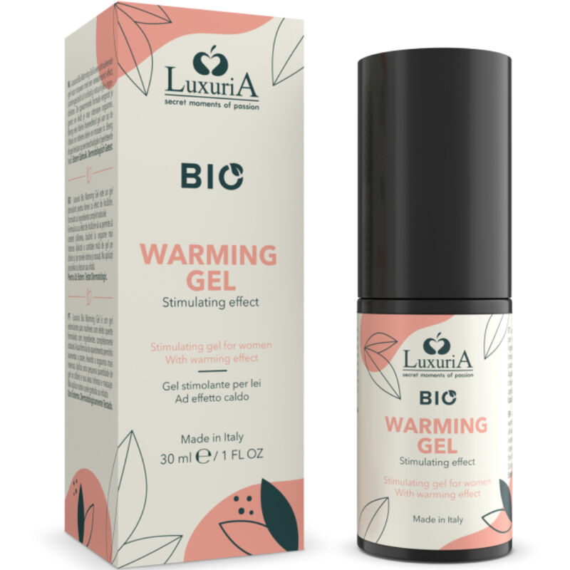 Gel bio Intimateline Luxuria effetto calore per lei, 30 ml, contenitore con etichetta e dettagli del prodotto visibili.