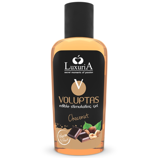 Gel da massaggio al cioccolato INTIMATELINE LUXURIA, effetto riscaldante, bottiglia da 100 ml, ingrediente alimentare per il benessere.
