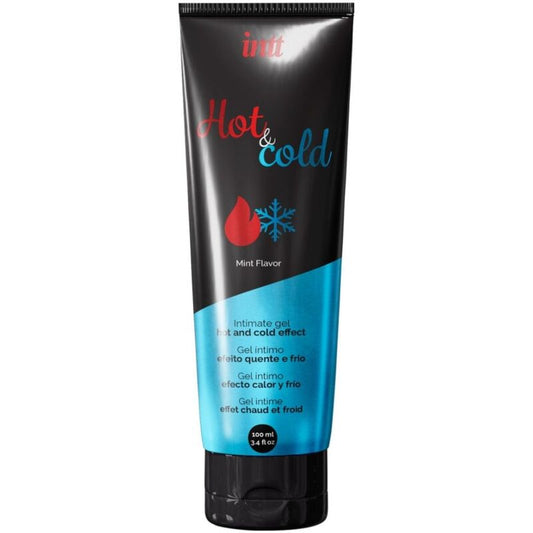 Lubrificante intimo a base acqua INTT LUBRICANTS con effetto freddo e caldo, bottiglia visibile, per sensazioni di comfort e piacere.