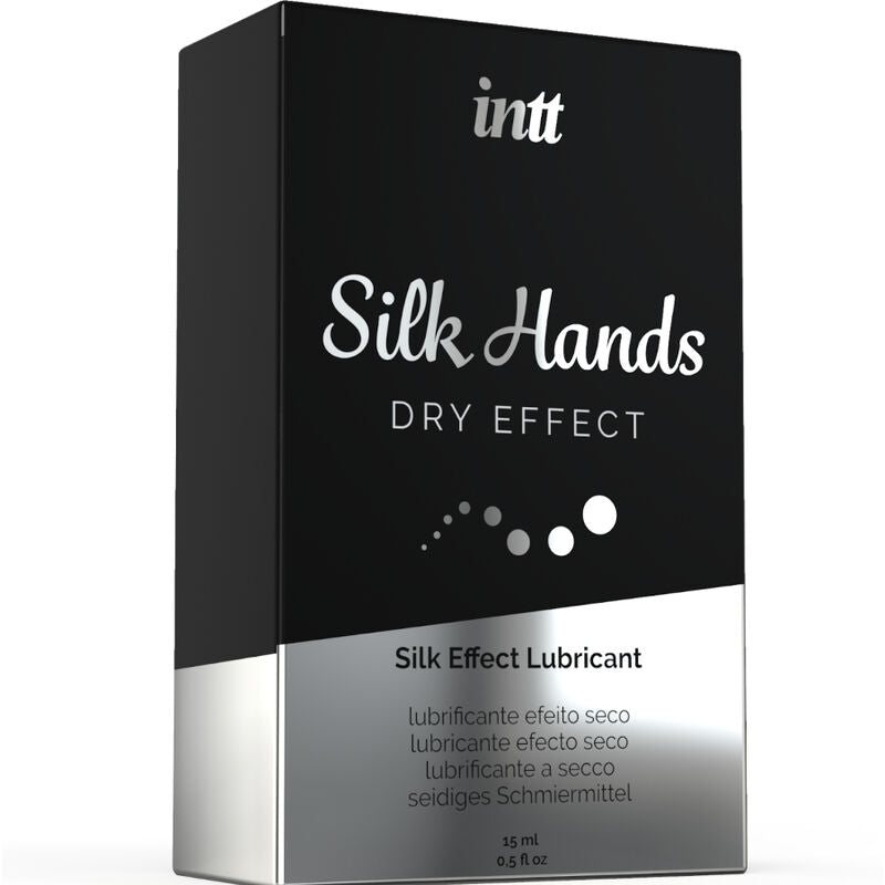 Lubrificante mani INTT LUBRICANTS Silk Formula con silicone concentrato, 15 ml, bottiglia con etichetta e tappo.