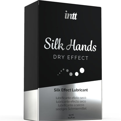 Lubrificante mani INTT LUBRICANTS Silk Formula con silicone concentrato, 15 ml, bottiglia con etichetta e tappo.