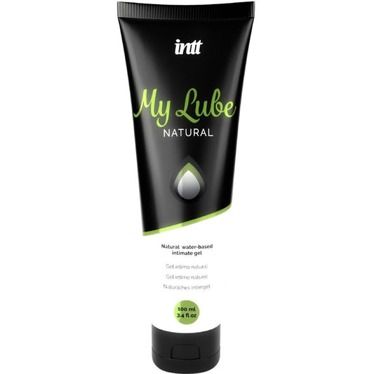 Lubricante intimo a base acqua naturale INTT LUBRICANTS MY LUBE, bottiglia con etichetta blu e dettagli bianchi