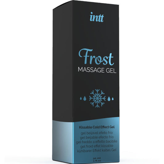 Gel da massaggio e sesso orale INTT MASSAGE & ORAL SEX al gusto di menta, effetto freddo intenso, bottiglia con etichetta verde.