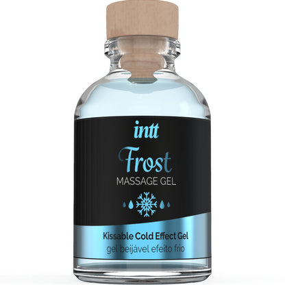 Gel da massaggio e sesso orale INTT MASSAGE & ORAL SEX al gusto di menta, effetto freddo intenso, flacone con etichetta visibile