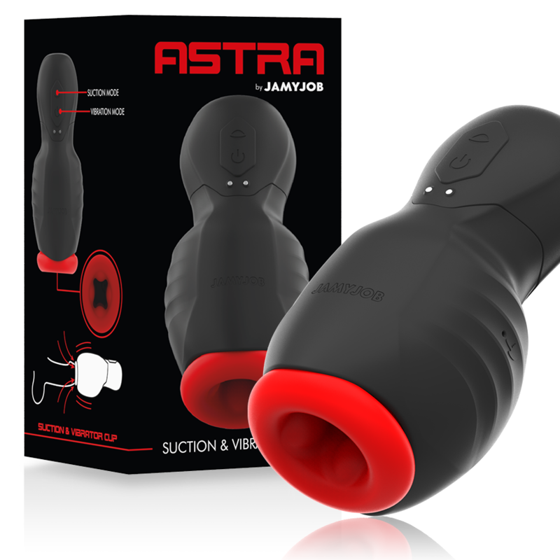 Dispositivo orale JAMYJOB Astra Oral Extrem con vibrazione e aspirazione, in uso.