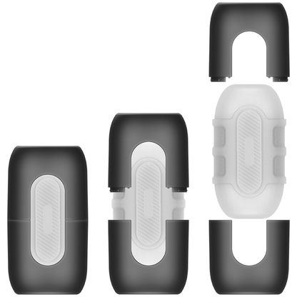 Masturbatore doppio Turbo di JAMYJOB, con design realistico e dettagliate texture interne, ideale per piacere intenso.