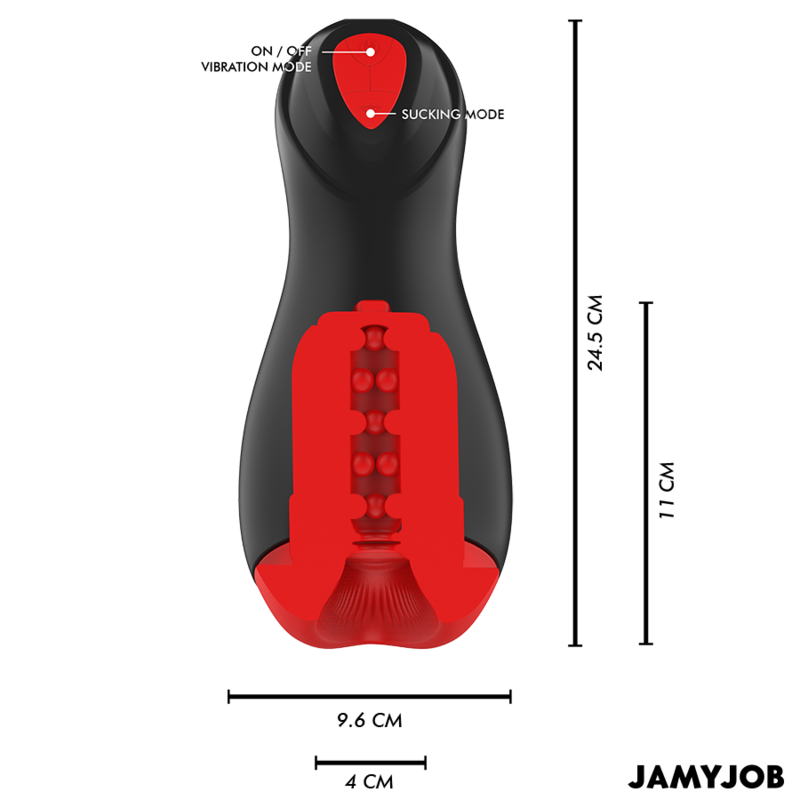 Masturbatore automatico JAMYJOB CORE-X con 5 modalità di aspirazione e vibrazione, dispositivo per piacere intimo.