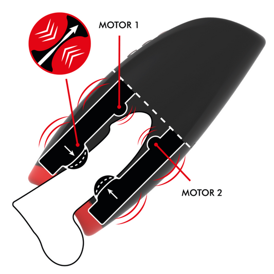 Masturbatore Jamyjob Novax con vibrazione e compressione, dettagli in morbido silicone, design ergonomico e funzionale.