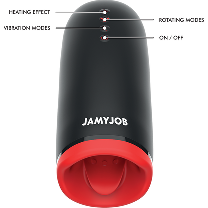 Masturbatore riscaldante e rotante JAMYJOB Spin-X, dispositivo per adulti con funzioni di riscaldamento e rotazione.