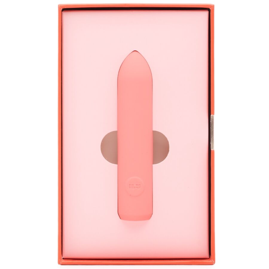 Bullet rosa JE JOUE ILY, piccola e liscia, visibile in dettaglio con superficie liscia e forma compatta.