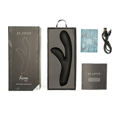 Vibratore Hera Flex coniglio nero di JE JOUE, silicone morbido e design ergonomico, visibile dall'immagine.