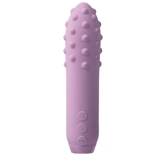 Viola JE JOUE Duetto Bullet Viola con finitura lucida e custodia morbida, mostrata in immagine.