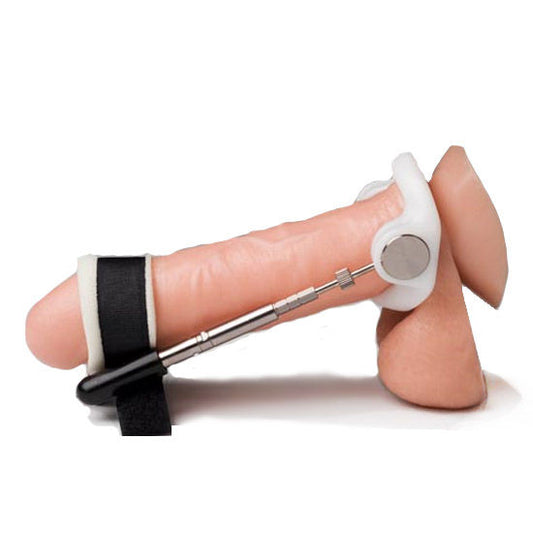 Estensione del pene JES-EXTENDER placcato oro, dispositivo per allungamento penieno con cinturino regolabile e design elegante.