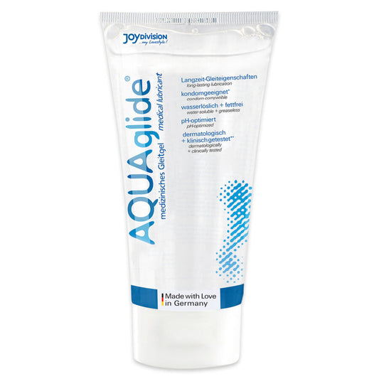 Lubrificante JOYDIVISION AQUAGLIDE da 50 ml, fluido trasparente e lisci, ideale per uso intimo e sensazioni di comfort.
