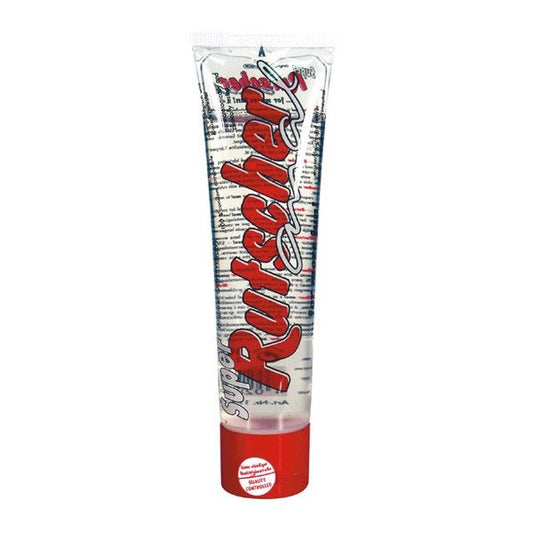 Lubrificante anale JOYDIVISION Super Rutscher da 100 ml, bottiglia con etichetta rossa e contenuto trasparente.