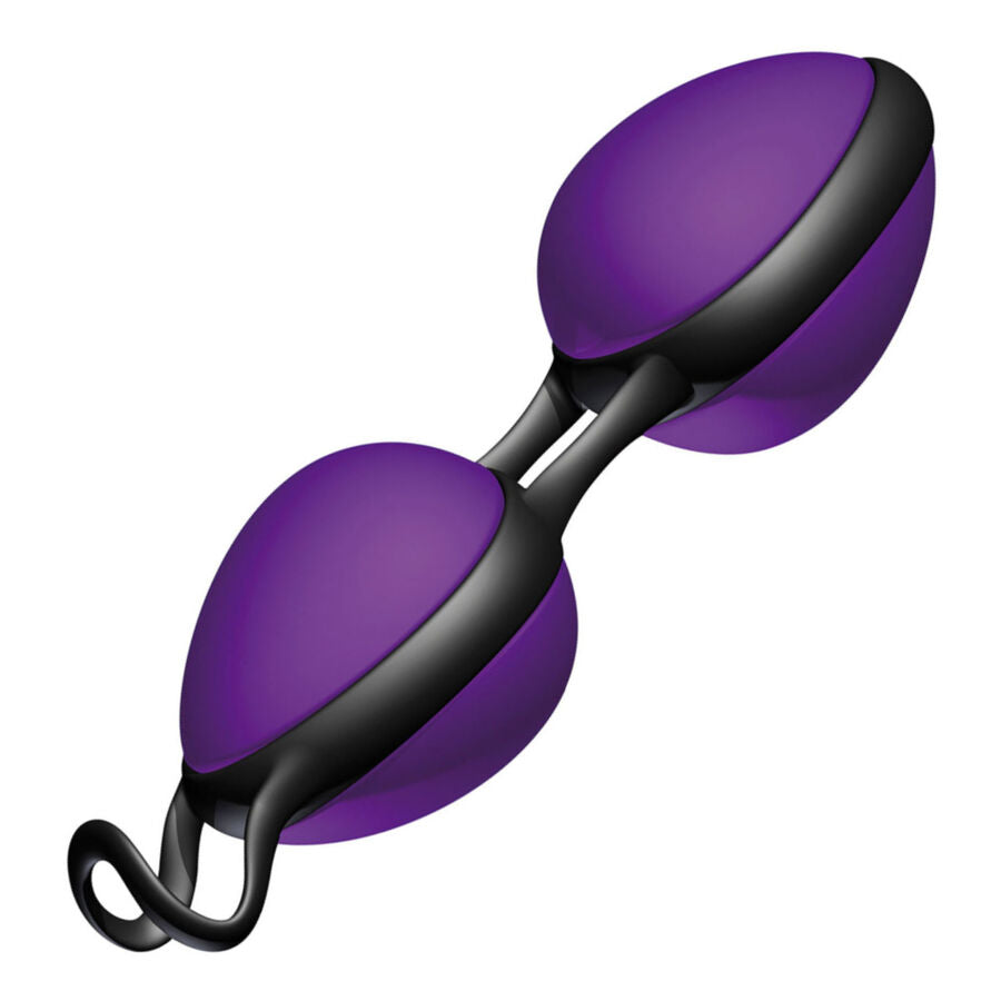 Sfere cinese segreta nera e lilla JOYDIVISION JOYBALLS, dispositivo di piacere in silicone con design colorato e discreto.