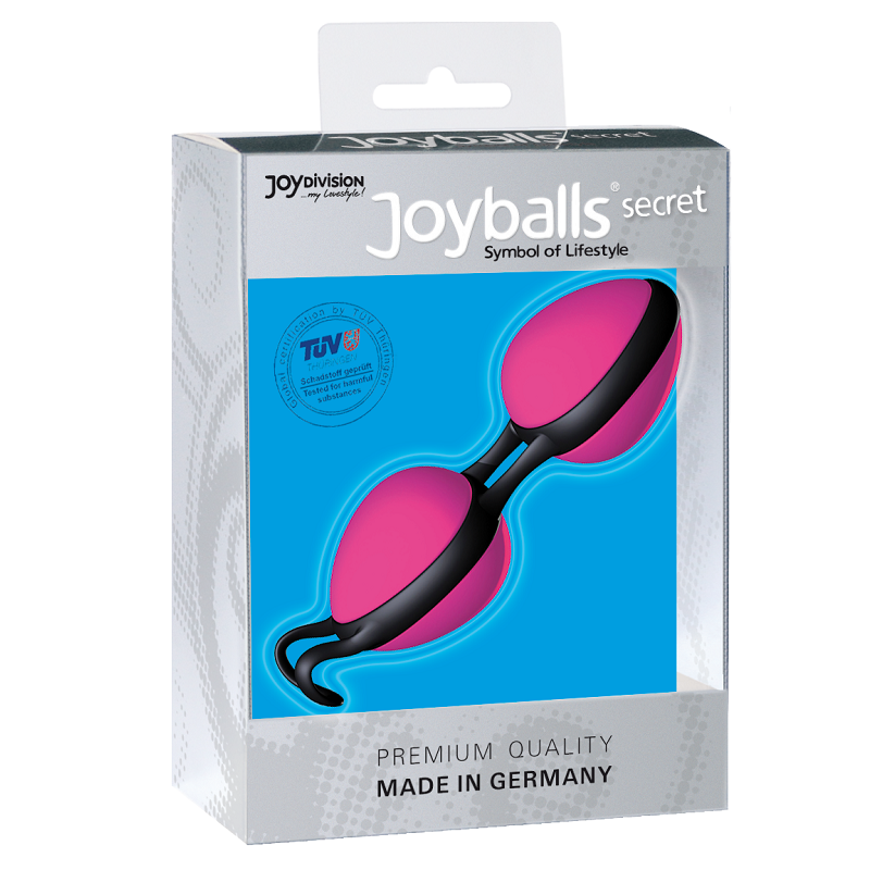 Sfere cinesi segrete JOYDIVISION JOYBALLS nere e rosa, in silicone, con design elegante e compatto per esercizi di Kegel.