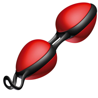 Sfere cinesi segrete JOYDIVISION JOYBALLS nere e rosse, coppia di sfere in silicone per esercizi di Kegel e benessere intimo.