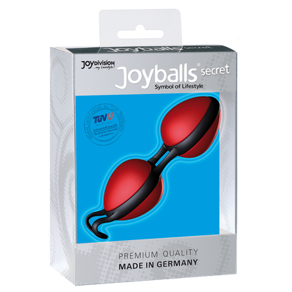 Sfere cinesi segrete JOYDIVISION JOYBALLS nere e rosse, sfere di piacere in silicone per esercizi e benessere.