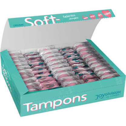 Tamponi morbidi JOYDIVISION SOFT-TAMPONS, confezione da 50 unità, mostra tamponi di cotone morbido e assorbente.