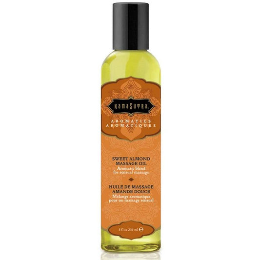 Olio da massaggio alle mandorle dolci Kamasutra Cosmetics in bottiglia da 236ml, disponibile in un’immagine frontale.