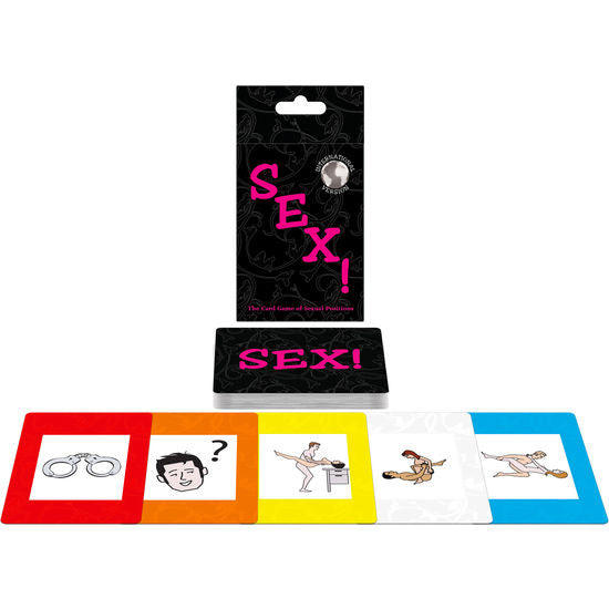 Gioco di carte sessuale internazionale KHEPER GAMES con carte colorate e illustrazioni sensuali sul tavolo.