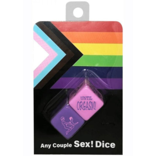 Dadi del sesso KHEPER GAMES, gioco di dadi con istruzioni e simboli per giochi intimi e divertenti, su sfondo neutro.