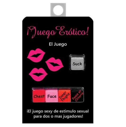 Set di 5 dadi erotici KHEPER GAMES, con simboli e disegni sensuali, utilizzati per giochi intimi e divertenti.