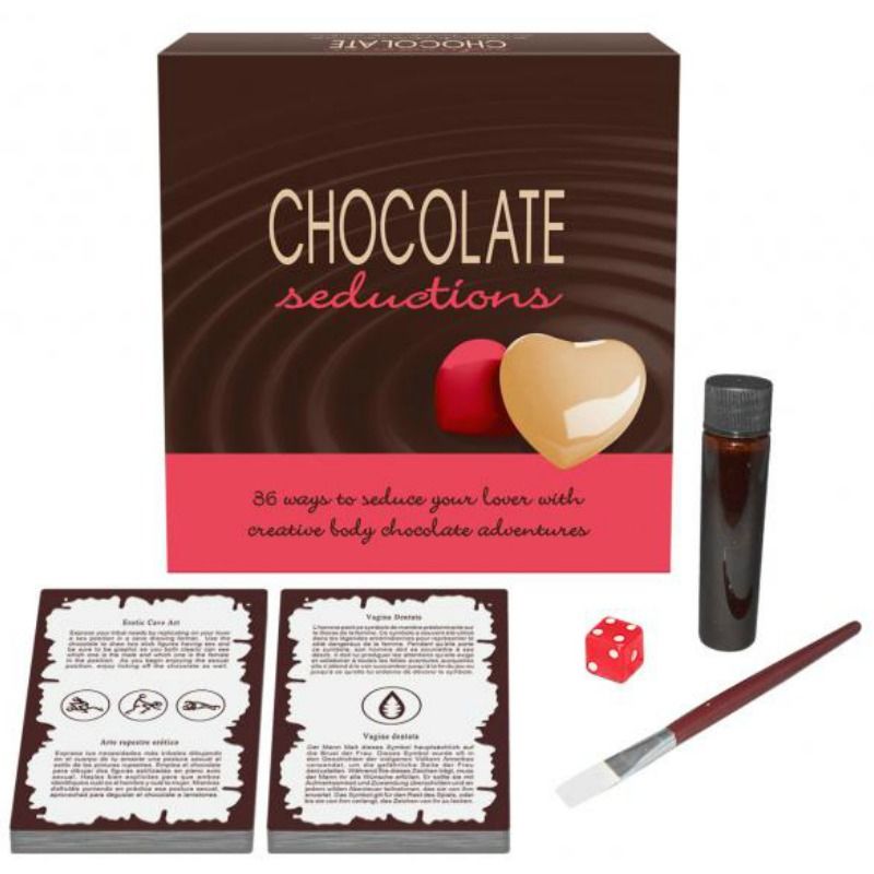 Set di seduzioni al cioccolato di Kheper Games, con cioccolato e accessori per giochi romantici e divertenti.