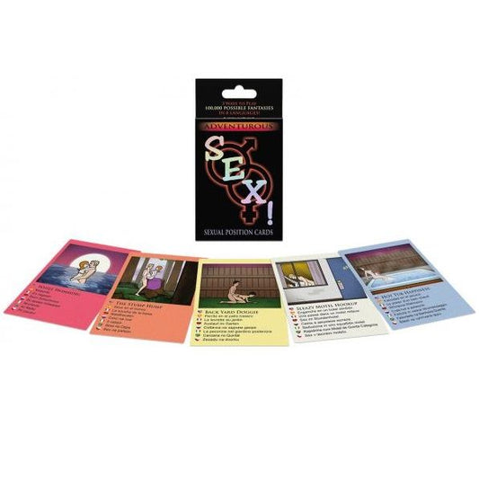 Gioco di carte KHEPER GAMES Sesso Avventuroso, scatola con carte per giochi di ruolo e avventure erotiche, immagini colorate.