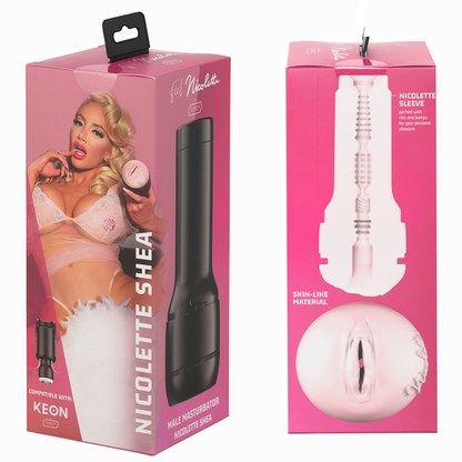 Stimolatore KIIROO KEON con Feel Nicolette Shea, lubrificante Aqua 50 ml, prodotto per piacere e benessere intimi.