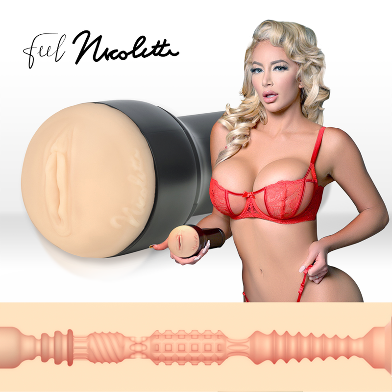 Stroker KIIROO KEON con Feel Nicolette Shea e lubrificante Aqua da 50 ml, prodotto di alta qualità, dettaglio visivo del set completo.