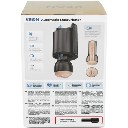Masturbatore automatico KIIROO KEON WIFI con design realistico e controllabile tramite app, in colore nero.