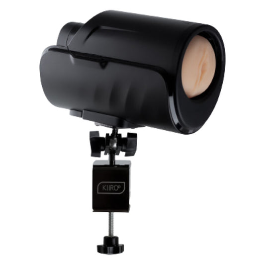 Morsetto da tavolo KIIROO Keon, supporto stabile con finiture nere, ideale per sostenere dispositivi o accessori.