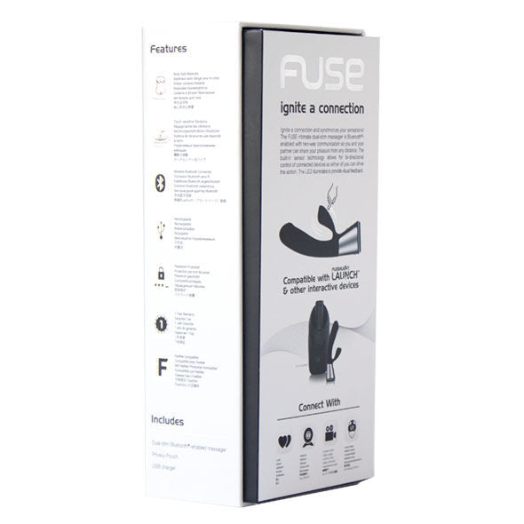 Telecomando nero KIIROO Ohmibod Fuse App con pulsanti e display, controlla dispositivi di piacere elettronici.