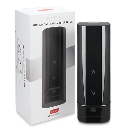 Masturbatore teledildonico KIIROO ONYX+ con texture della pelle, dispositivo di piacere uomo, design realistico e innovativo.