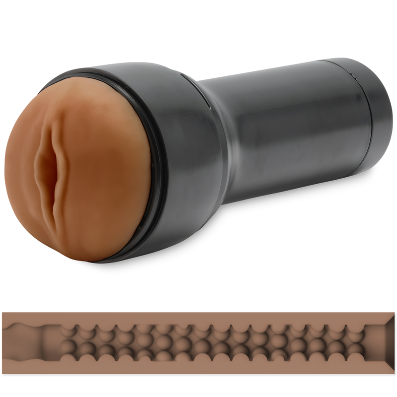 Stimolatore masturbatore KIIROO FEEL STROKER marrone, dispositivo di piacere maschile con design realistico e texture dettagliata.