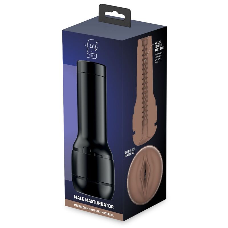 Stimolatore masturbatore KIIROO Feel Stroker marrone, dispositivo di piacere con design realistico e dettagli realistici.