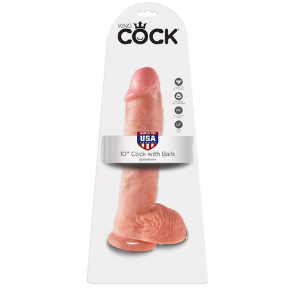 Dildo King Cock in colore flesh con sfere, lungo 26.5 cm, dettaglio del prodotto con superficie liscia e sfere integrate.