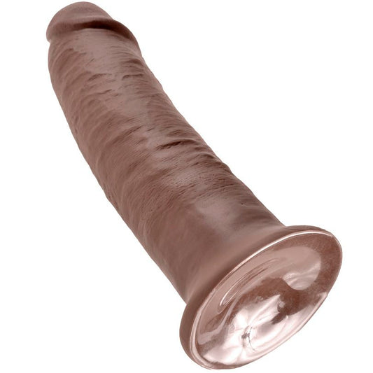 Dildo marrone KING COCK da 25,4 cm, realistico e dettagliato, mostrato in primo piano su sfondo neutro.