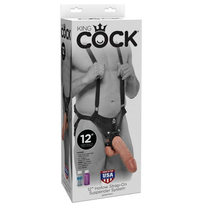 Sospensione con cinturino e cavo di 30,5 cm del marchio KING COCK, in colore carne, visibile nell'immagine.