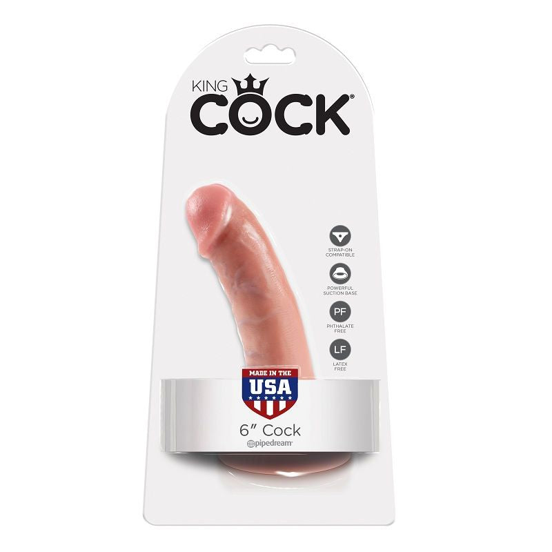 Dildo KING COCK in colore flesh, lungo 15,2 cm, con dettagli realistici, visibile in questa immagine.