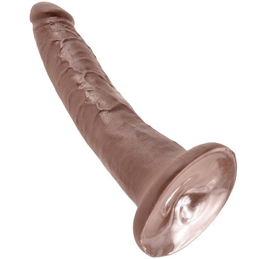 Dildo KING COCK al cioccolato da 17.8 cm con dettagli realistici, mostra la superficie e forma del prodotto.